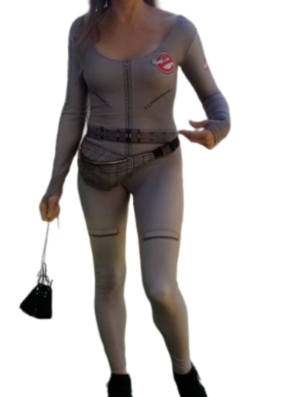 Poprageous Anti-Trump Ghostbuster Style Scoop Neck Long Sleeve Stretch Bodysuit
